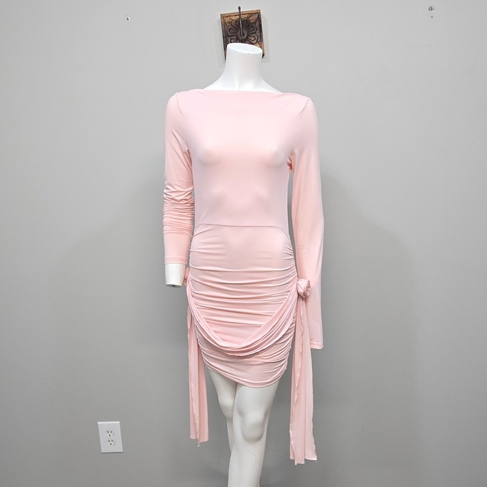 Lioness Glory Mini Dress Small Blush Pink Ruched Rosette Coquette Ballet Party